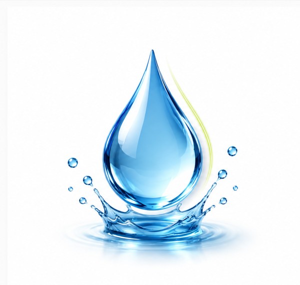 Water drop and green leaves symbolizing clean water and sustainability