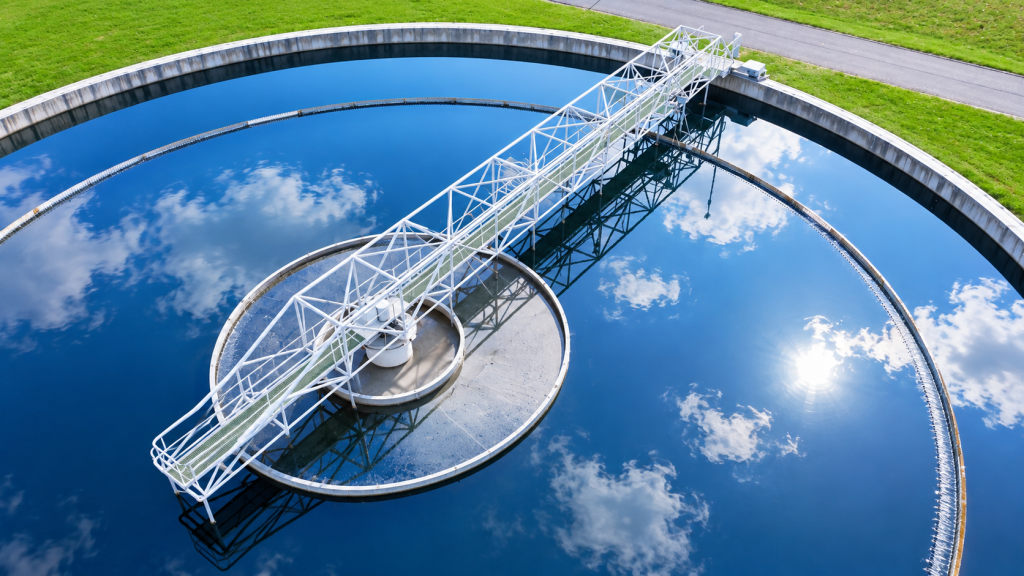 Circular clarifier at a domestic wastewater treatment plant