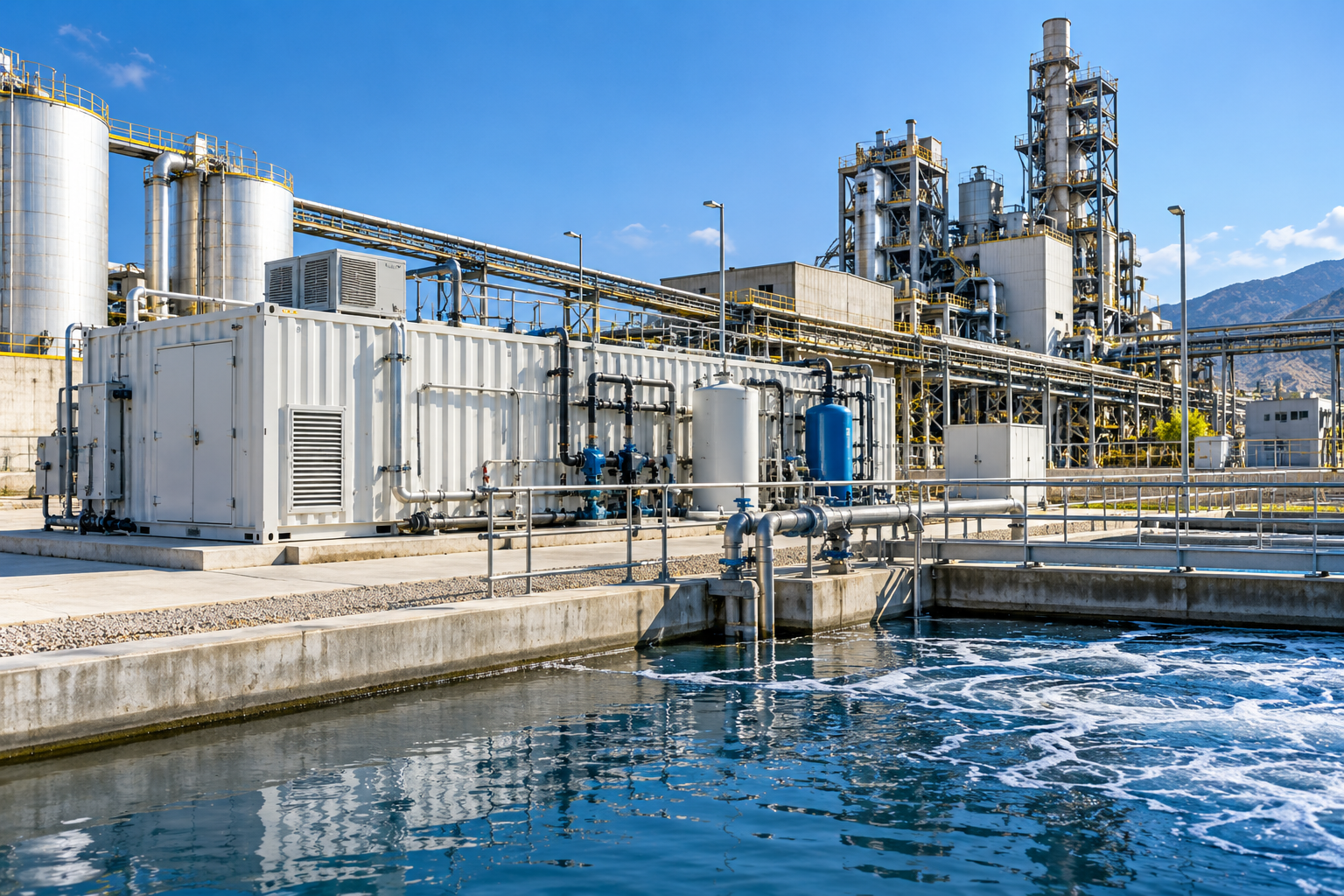 Containerized wastewater treatment system for industrial wastewater applications