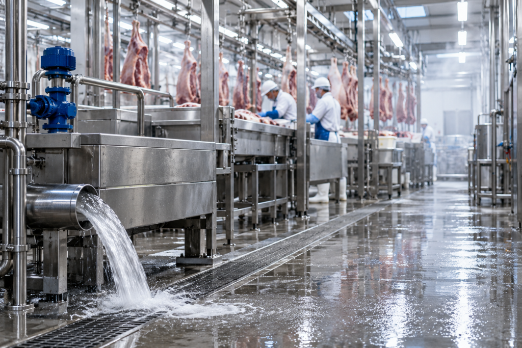 Wastewater from industrial slaughterhouse and meat processing operations