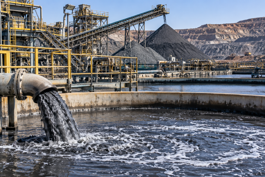 Industrial wastewater treatment in a mining and mineral processing facility