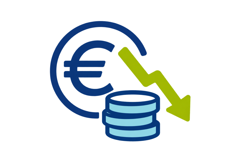 Lower operating costs icon for EcoWash Recover water recycling